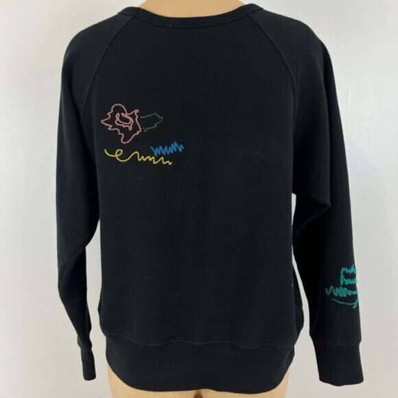 Aritzia Wilfred Free Women’s Small Black Floral Embroidered Pullover Sweater - Picture 6 of 14